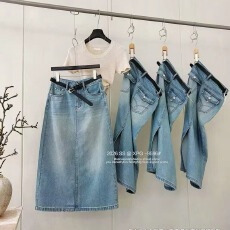 批发XPG高腰后开叉时尚a字牛仔半身裙女2026<b class='q'>夏</b>季新款薄款小个子中长款