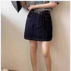 批发HSX欧洲站夏季新款显瘦A字牛仔短裙半身裙女高腰时尚潮流气质百搭