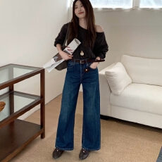 批发bh欧洲站2026秋冬季新款时尚牛仔裤女高腰弹力十分直筒裤显瘦显高