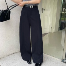 批发天籁村秋季新款时尚百搭休闲<b class='q'>裤</b>复古松弛感小弯刀<b class='q'>阔腿裤</b>女显瘦显高