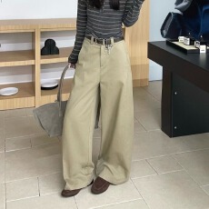 批发天籁村秋季新款时尚百搭休闲<b class='q'>裤</b>复古松弛感小弯刀<b class='q'>阔腿裤</b>女显瘦显高