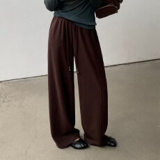 批发天籁村2026秋季韩版新款时尚休闲松紧腰直筒阔腿裤女宽松显瘦显高