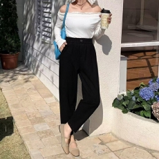 批发广州秋季新款时尚宽松遮臀显瘦休闲萝卜哈伦裤小个子<b class='q'>九分</b>奶奶裤女