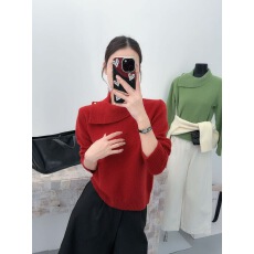 批发韩系翻领斜肩长袖毛衣外搭<b class='q'>打底</b>衫内搭宽松设计感<b class='q'>上衣</b>女秋季新款