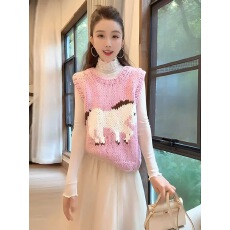 批发时尚洋气无袖针织马甲背心女秋冬新款独特慵懒宽松显瘦百搭上衣潮