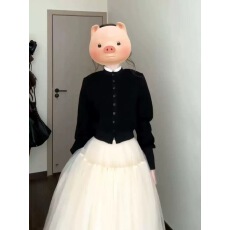 批发拼接针织外套设计感圆领开衫上衣配<b class='q'>网纱</b>半身<b class='q'>裙</b>纱<b class='q'>裙</b>a字蓬蓬<b class='q'>裙</b>套装