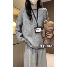 批发慵懒风<b class='q'>高级</b>感宽松灰色毛衣女秋冬季2025年新款内搭打底针织衫上衣