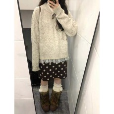 批发灰色套头毛衣女秋冬季2025新款慵懒<b class='q'>高级</b>感独特漂亮巨好看针织上衣