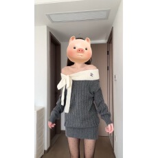 批发巨好看的秋冬裙子针织一字肩打底短款连衣裙新款<b class='q'>短裙</b><b class='q'>女装</b>