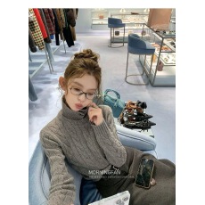 批发立领两穿绞花毛衣女2025秋<b class='q'>冬</b>新款学院风麻花宽松设计感长袖针织衫