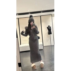 批发可拆卸毛领套装秋冬时尚气质<b class='q'>轻熟</b>风温柔法式包臀