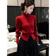 批发法式<b class='q'>不规则</b>高领针织打底衫女冬季穿搭气质慵懒风修身显瘦毛衣上衣