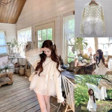 批发小众设计韩系毛衣女网纱拼接蓬蓬麻花时尚<b class='q'>街头</b>甜美宽松百搭针织衫