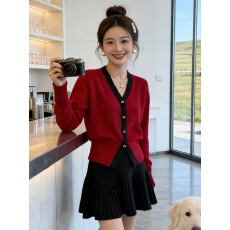 批发小香风V领羊毛针织开衫女<b class='q'>欧洲站</b>2025冬装新款欧货女装毛衣外套潮