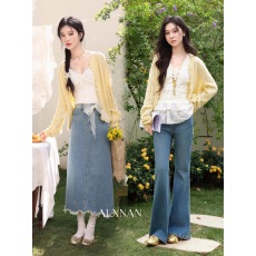 批发芒芒奶冻好看黄色毛衣<b class='q'>针织衫</b><b class='q'>女</b>春洋气长袖外套<b class='q'>开衫</b>上衣