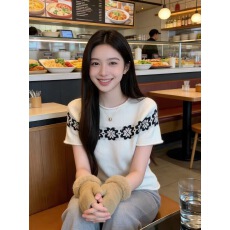 批发费尔岛毛衣慵懒高级感女早春季新款修身套头针织衫短袖通勤风上衣