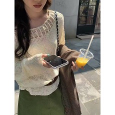 批发韩系穿搭2026春款氛围感上衣chic慵懒风镂空<b class='q'>长袖</b>针织罩衫女