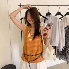 批发多色v领内搭打底条纹蕾丝吊带背心女早<b class='q'>秋</b>新款胖mm显瘦超好看上衣