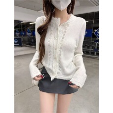 批发春装镂空钩花毛衣女秋冬羊毛<b class='q'>马海毛</b>手工温柔针织<b class='q'>开衫</b>