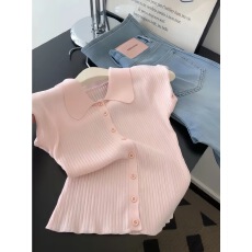 批发自留款推荐~韩系粉色减龄<b class='q'>针织</b>开<b class='q'>衫</b>女2026新款修身甜美小飞袖上衣