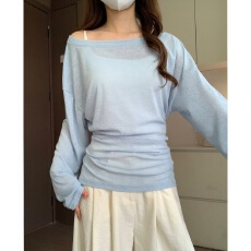 批发薄荷曼波绿色冰丝薄纱防晒罩衫女夏外搭微透空调<b class='q'>T</b><b class='q'>恤</b>收腰露肩上衣