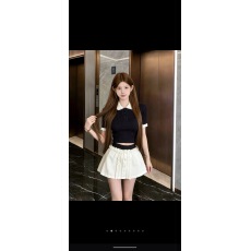 批发迟伞伞26/ss 桃奈大小姐 miu系冰麻双层领<b class='q'>针织衫</b>