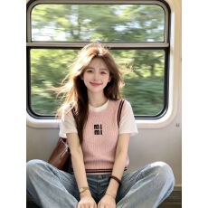 批发高级感假两件短袖<b class='q'>T</b><b class='q'>恤</b>女夏季2026新款宽松休闲百搭学院风减龄上衣