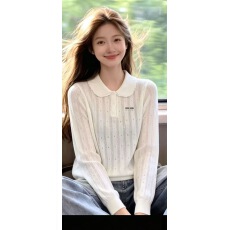 批发VIBE潮牌秋冬新款韩版时尚设计感<b class='q'>镂空</b>百搭针织长袖翻领毛衣上衣女