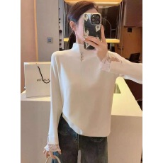 批发档口上新2026年秋季针织衫<b class='q'>女</b>半高领长袖修身套头毛衣蕾丝袖口百搭