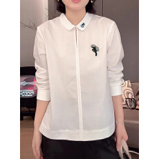 批发大码胖MM白色长袖衬衫<b class='q'>女士</b>秋季洋气减龄显瘦重工钉珠叠穿打底上衣