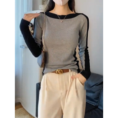 批发螺纹长袖t恤修身打底衫女内搭秋季<b class='q'>大码</b>胖mm今年流行爆款显瘦上衣