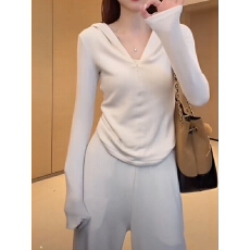 批发纯棉半拉链连帽长袖<b class='q'>t</b><b class='q'>恤</b>女秋季内搭打底衫大码微胖MM修身显瘦上衣