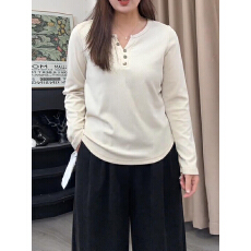 批发<b class='q'>大码</b>纯棉半开领正肩长袖t恤打底衫女秋季胖mm显瘦简约内搭小上衣