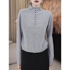 批发半高领灰色针织<b class='q'>打底衫</b>女秋季<b class='q'>大码</b>微胖MM软糯毛衣宽松气质长袖上衣