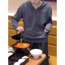 批发韩系连帽针织衫女秋冬季新款<b class='q'>大码</b>胖mm慵懒风宽松毛衣内搭打底上衣