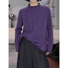 批发<b class='q'>大码</b>时尚条纹撞色半高领<b class='q'>长袖</b>针织衫秋冬新款胖mm宽松遮肉显瘦上衣