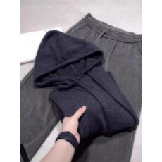 批发设计感连帽抽绳针织衫女秋冬<b class='q'>大码</b>胖mm高级感显瘦减龄打底<b class='q'>长袖</b>上衣