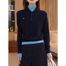 批发大码超好看半高领假两件针织衫女2025秋冬季胖mm韩版撞色毛衣上衣