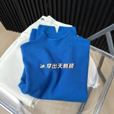 批发克莱因蓝半高领正肩针织衫女<b class='q'>大码</b>胖MM秋冬毛衣打底衫内搭软糯上衣