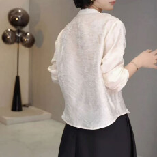 批发新中式国风提花立领<b class='q'>长袖</b><b class='q'>衬衫</b>女2026早春大码胖MM时尚气质漂亮上衣