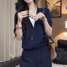 批发大码简约百搭假两件正肩撞色短袖t恤女夏季<b class='q'>胖</b><b class='q'>mm</b><b class='q'>显瘦</b>遮肉绝美上衣