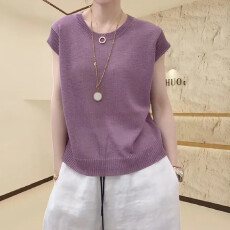 批发大码胖MM冰丝<b class='q'>薄款</b><b class='q'>针织衫</b>短袖女2026新款夏季显瘦设计感小飞袖上衣