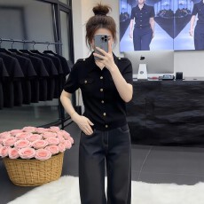 欧货气质百搭POLO领短袖T恤女夏季大码胖MM宽松减龄超好看上衣潮