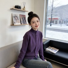 批发半高领钩花针织开衫毛衣女秋季新款<b class='q'>大码</b>胖mm显瘦独特别致打底上衣