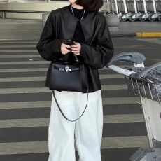 批发韩系宽松<b class='q'>休闲</b>皮衣外套女秋季2026新款大码胖MM超好看<b class='q'>夹克</b>开衫上衣
