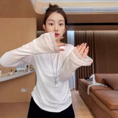批发<b class='q'>大码</b><b class='q'>女装</b>欧根纱拼接长袖T恤2026秋季新款百搭修身显瘦打底衫上衣