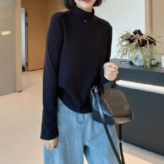 批发半高领加厚双面绒磨毛<b class='q'>打底衫</b>女秋季内搭大码胖mm显瘦长袖T恤上衣