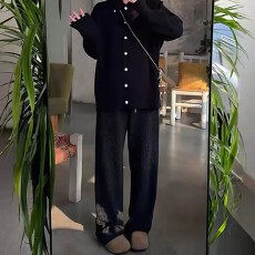 批发大码女装气质宽松豹纹休闲裤2026秋季新款胖mm显瘦直筒阔腿长裤子
