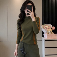 批发半高领内搭打底衫<b class='q'>女</b>2026新款秋大码胖MM显瘦洋气时髦长袖T恤上衣
