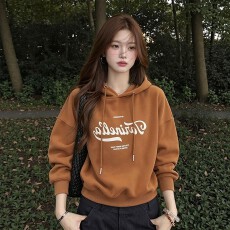 批发欧货时尚运动休闲连帽卫衣女2026秋季大码胖MM宽松<b class='q'>加绒</b>上衣<b class='q'>打底衫</b>